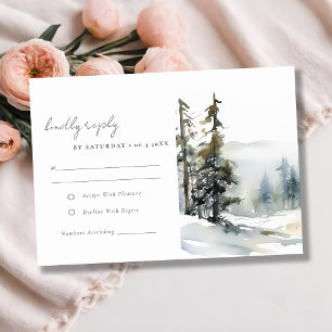 Tarjeta De Confirmación De Asistencia Boda de color de agua del paisaje de la nieve del