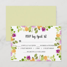 Tarjeta De Confirmación De Asistencia Boda de color de agua morado