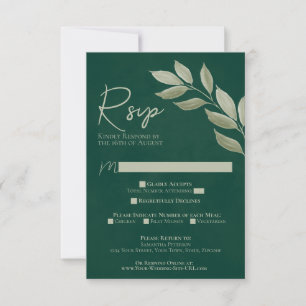 Tarjeta De Confirmación De Asistencia Boda de color de agua verde esmeralda