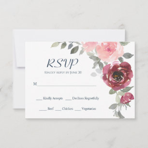 Tarjeta De Confirmación De Asistencia Boda de color de agua verde rosa de las flores de