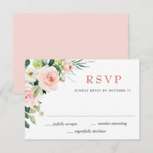 Tarjeta De Confirmación De Asistencia Boda de color de agua verde rosa de las flores de