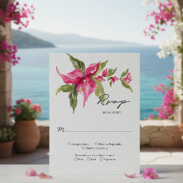 Tarjeta De Confirmación De Asistencia Boda de color de las flores de Bougainvillea tropi
