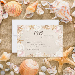 Tarjeta De Confirmación De Asistencia Boda de conchas de playa de arena