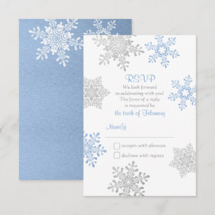 Tarjeta De Confirmación De Asistencia Boda de copo de nieve Lapis Blue Silver