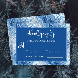 Tarjeta De Confirmación De Asistencia Boda de copos de nieve azules de Winter Wonderland