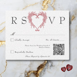 Tarjeta De Confirmación De Asistencia Boda de Corazón Floral Barrio Chino Elegante