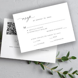 Tarjeta De Confirmación De Asistencia Boda de correo clásico moderno o de código QR