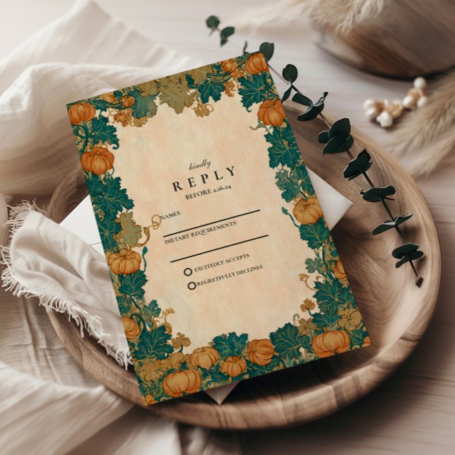 Tarjeta De Confirmación De Asistencia Boda de cosecha de calabaza veneciana (Subido por el creador)