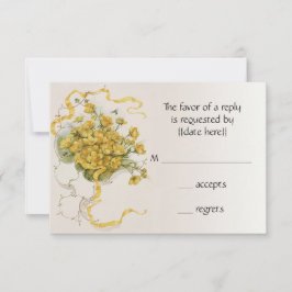 Tarjeta De Confirmación De Asistencia Boda de cosecha, flores y abejas amarillas en la m