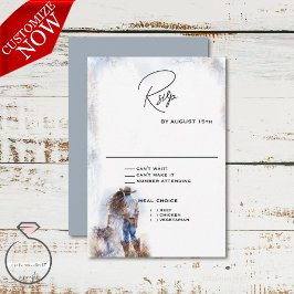 Tarjeta De Confirmación De Asistencia Boda de Cowboy Rústico de Acuarela