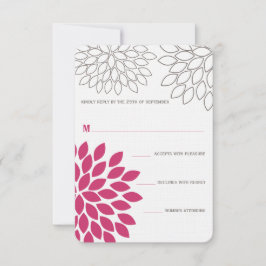 Tarjeta De Confirmación De Asistencia Boda de crisantemo floral rosa moderno