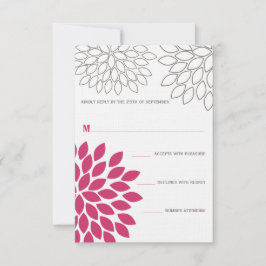 Tarjeta De Confirmación De Asistencia Boda de crisantemo floral rosa moderno