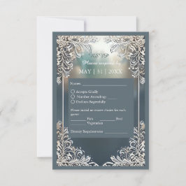 Tarjeta De Confirmación De Asistencia boda de cuadros decorativos de arte azul polvorien