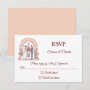 Tarjeta De Confirmación De Asistencia Boda de Cuento de Art Deco