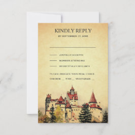 Tarjeta De Confirmación De Asistencia Boda de cuento de hadas del castillo real vintage