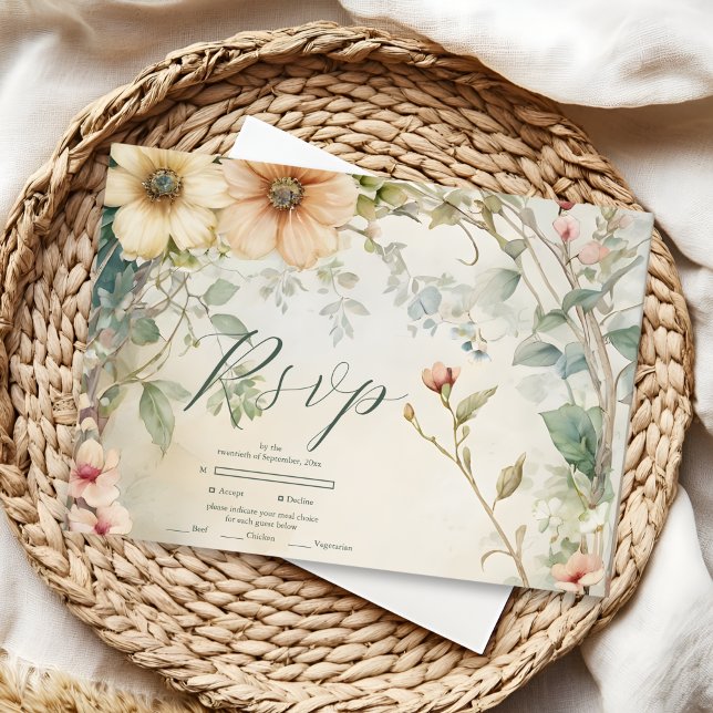 Tarjeta De Confirmación De Asistencia Boda de Daisy Art Nouveau Mucha (Subido por el creador)