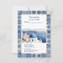 Boda de destino de acuarela de teja azul de Santor