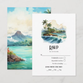 Tarjeta De Confirmación De Asistencia Boda de destino de acuarela en Hawaii