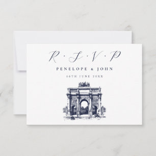 Tarjeta De Confirmación De Asistencia Boda de destino de Ilustracion Arc de Triomphe