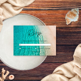 Tarjeta De Confirmación De Asistencia Boda de destino de la playa de verano del océano n