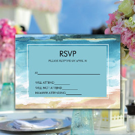 Tarjeta De Confirmación De Asistencia Boda de destino de marea acuática