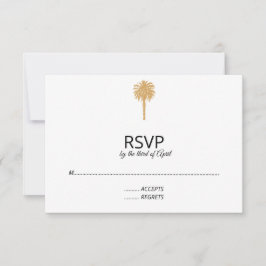 Tarjeta De Confirmación De Asistencia Boda de destino de palmeras de oro de playa tropic