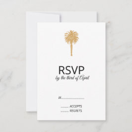 Tarjeta De Confirmación De Asistencia Boda de destino de palmeras de oro de playa tropic