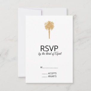 Tarjeta De Confirmación De Asistencia Boda de destino de palmeras de oro de playa tropic