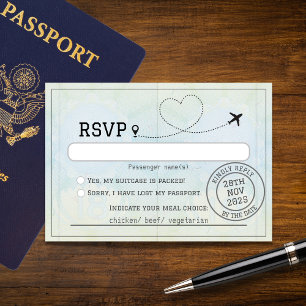Tarjeta De Confirmación De Asistencia Boda de destino de Passport