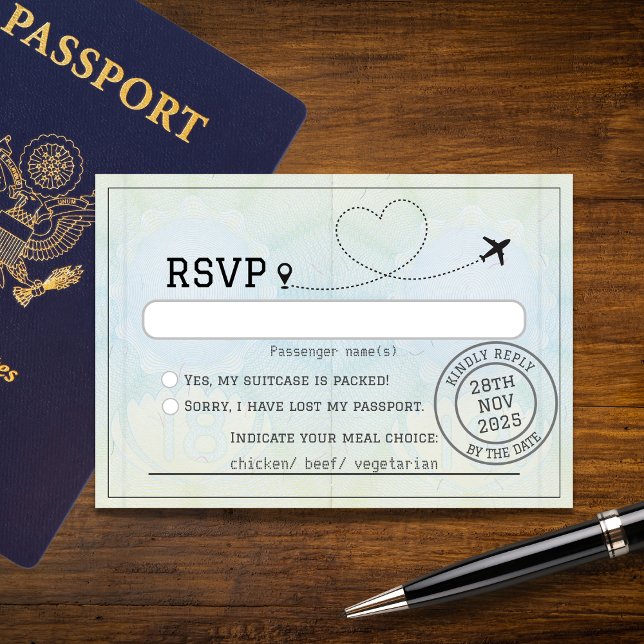 Tarjeta De Confirmación De Asistencia Boda de destino de Passport (Subido por el creador)