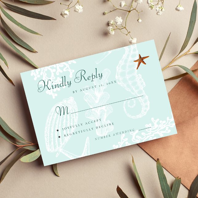 Tarjeta De Confirmación De Asistencia Boda de destino de playa costera (Subido por el creador)