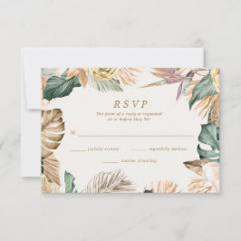 Tarjeta De Confirmación De Asistencia Boda de destino de playa floral tropical