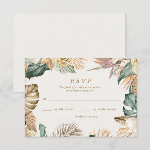 Tarjeta De Confirmación De Asistencia Boda de destino de playa floral tropical