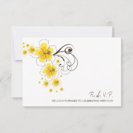 Tarjeta De Confirmación De Asistencia Boda de Destino en la Playa con Hibisco Amarillo T