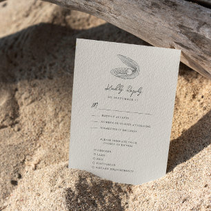Tarjeta De Confirmación De Asistencia Boda de destino oceánica de la Shell moderna