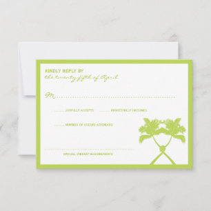 Tarjeta De Confirmación De Asistencia Boda de destino tropical de palmeras nubladas