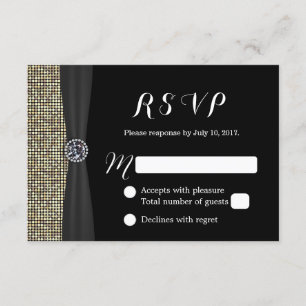 Tarjeta De Confirmación De Asistencia Boda de diamante elegante de las lentejuelas