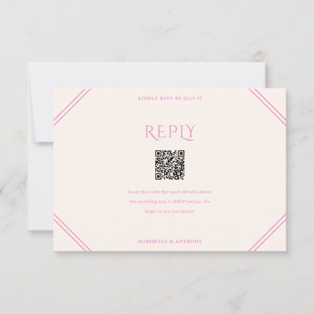 Tarjeta De Confirmación De Asistencia Boda de diamantes rosados (Anverso)