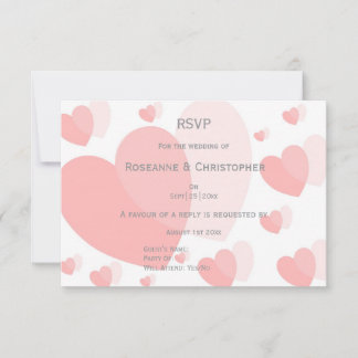Tarjeta De Confirmación De Asistencia Boda de diseño de corazones de color rosa