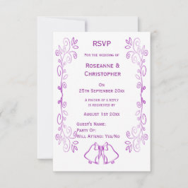 Tarjeta De Confirmación De Asistencia Boda de diseño de gráfico de púrpura