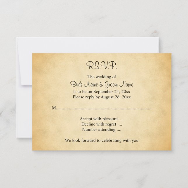 Tarjeta De Confirmación De Asistencia Boda de diseño de patrones de pergamino (Anverso)