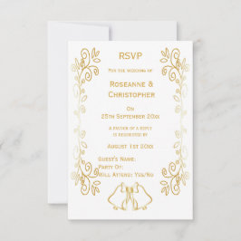 Tarjeta De Confirmación De Asistencia Boda de diseño de trabajo de gamas de oro