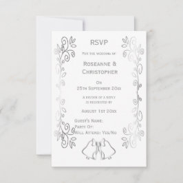 Tarjeta De Confirmación De Asistencia Boda de diseño de trabajo de gamas plateadas
