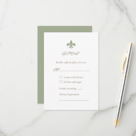 Tarjeta De Confirmación De Asistencia Boda de diseño Regencia Verde Fleur de Lis