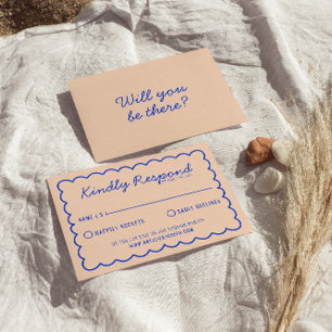 Tarjeta De Confirmación De Asistencia Boda de diversión Retro brillante azul brillante m