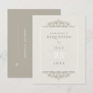 Tarjeta De Confirmación De Asistencia Boda de elegancia de estilo vintage con esparkle d