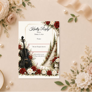 Tarjeta De Confirmación De Asistencia Boda de Elegancia de Jardín Musical Romántico