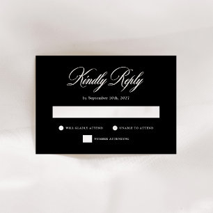 Tarjeta De Confirmación De Asistencia Boda de Elegancia Italiana Negra