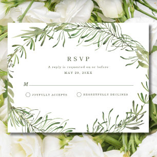 Tarjeta De Confirmación De Asistencia Boda de Elegante Vegetación Botánica