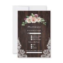 Boda de encaje de madera floral de champán rosa